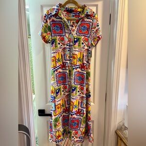 Adrienne Vittadini Multicolor Tropical Patchwork Maxi Dress NWT